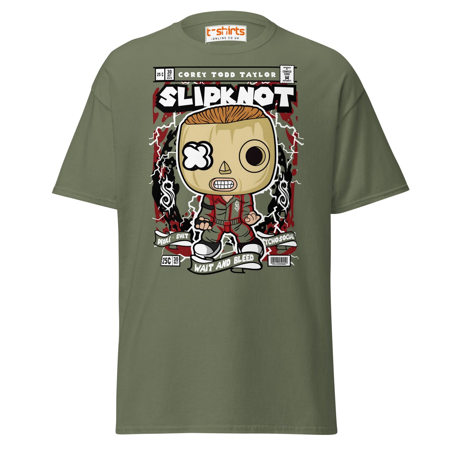 Slipknot Corey Taylor Funko Style T-Shirt - Military Green - T-Shirts Online