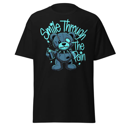 Smile Through The Pain Grunge Bear Streetwear T-Shirt - Black - T-Shirts Online