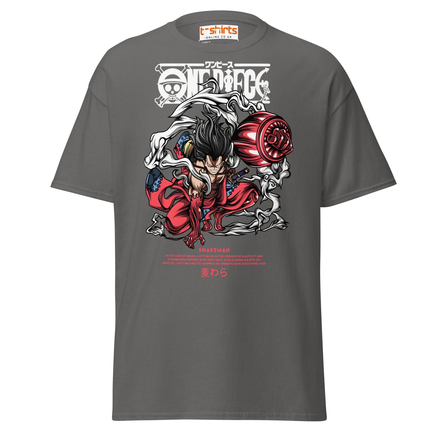 Snakeman Gear 4 T-Shirt – Anime Fighter Power Tee - Charcoal - T-Shirts Online
