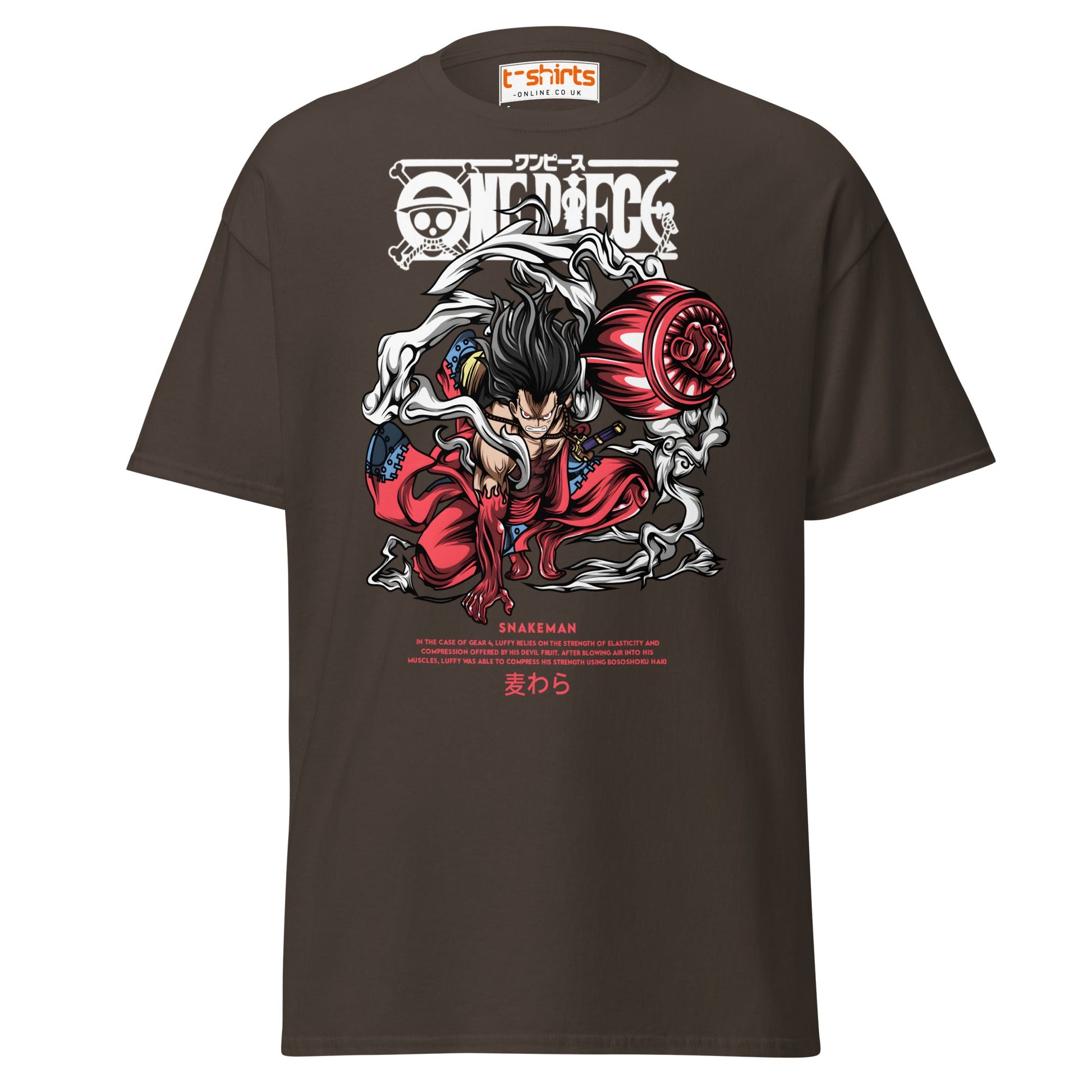 Snakeman Gear 4 T-Shirt – Anime Fighter Power Tee - Dark Chocolate - T-Shirts Online