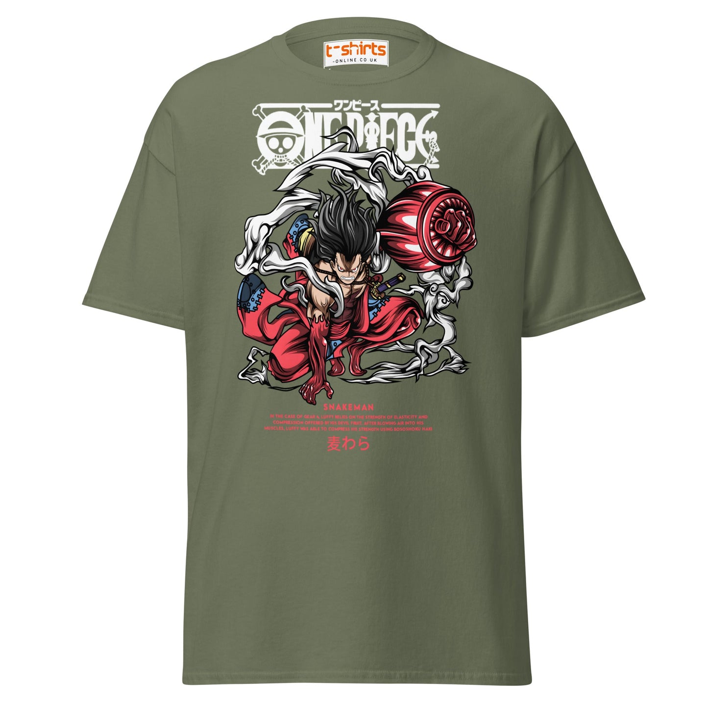 Snakeman Gear 4 T-Shirt – Anime Fighter Power Tee - Military Green - T-Shirts Online