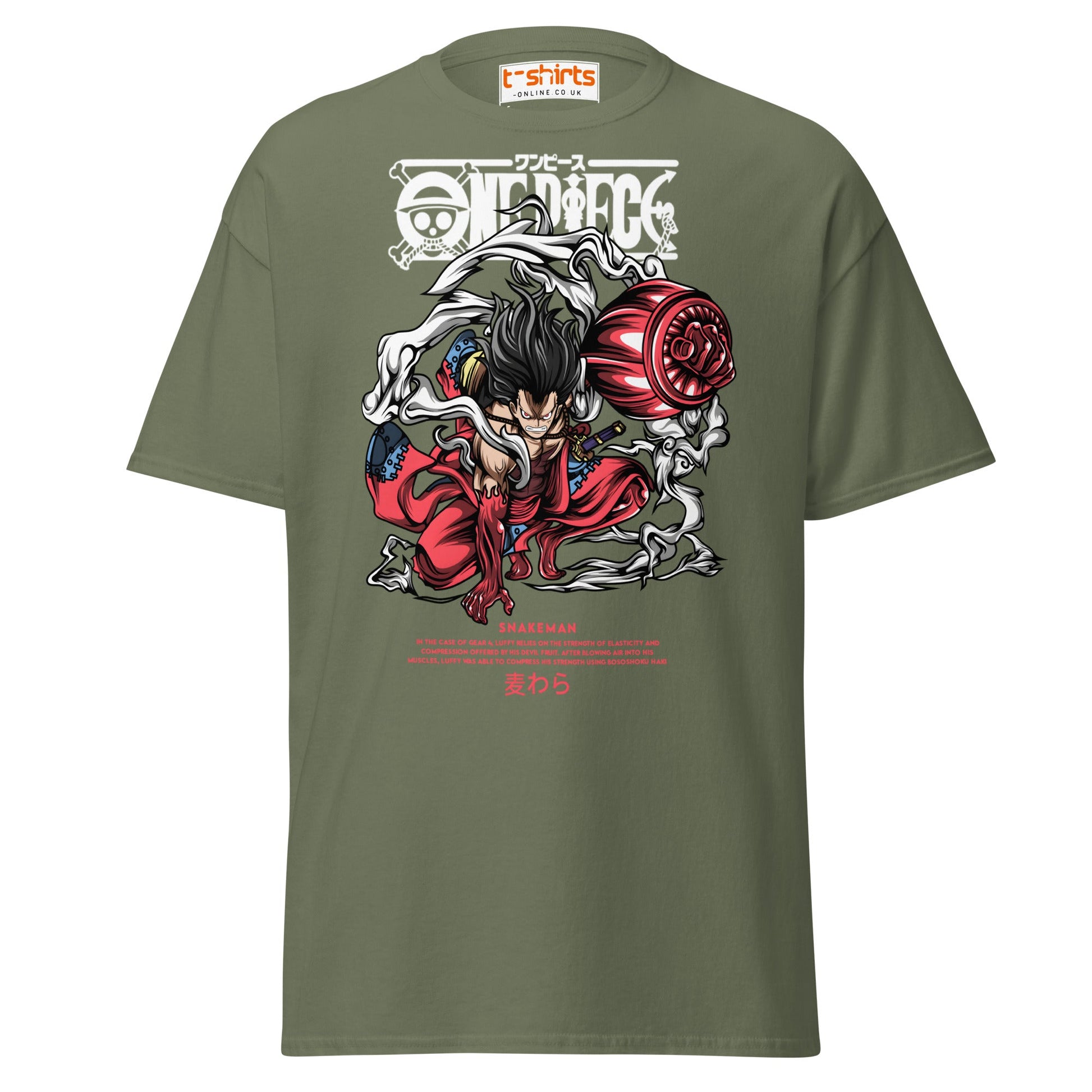 Snakeman Gear 4 T-Shirt – Anime Fighter Power Tee - Military Green - T-Shirts Online