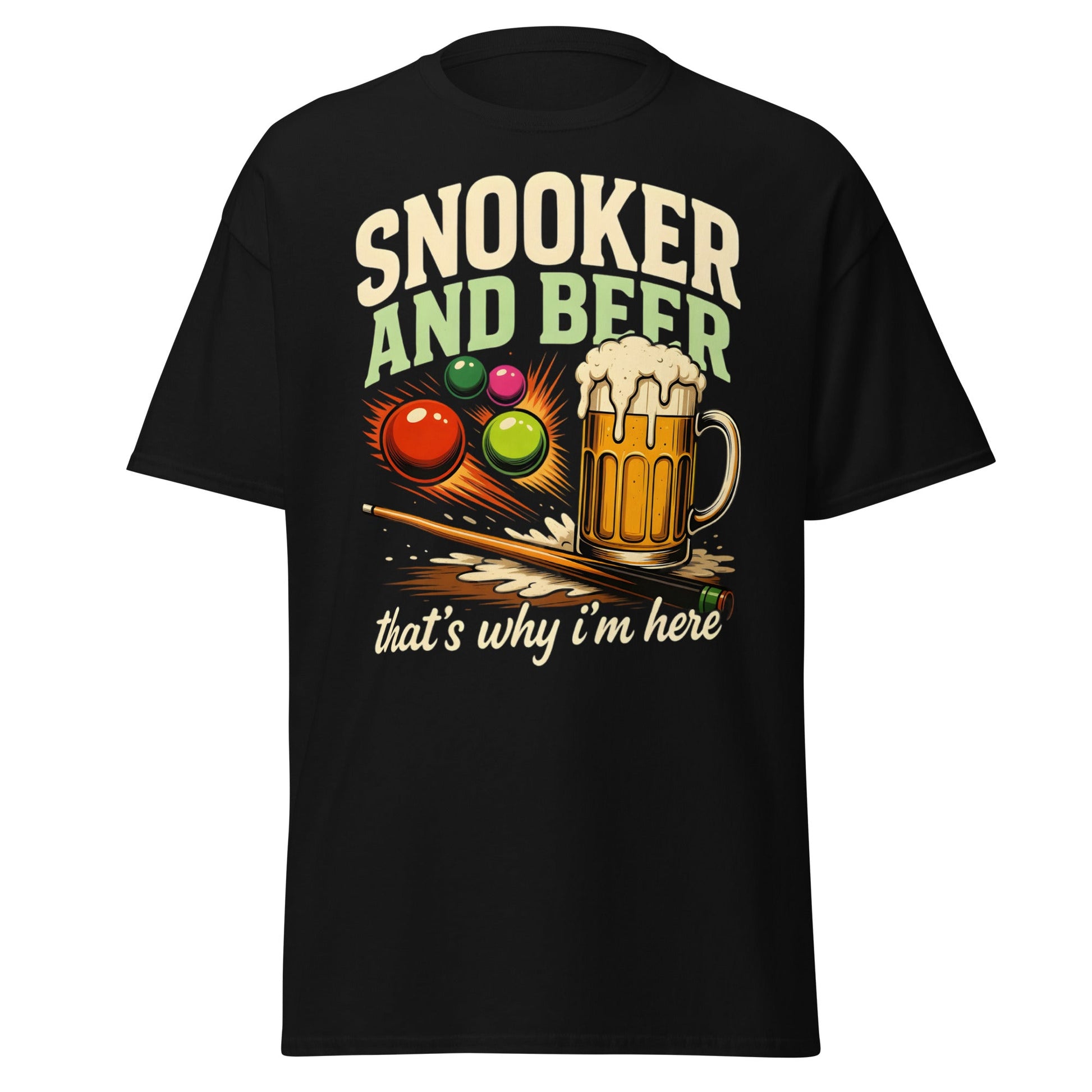 Snooker and Beer T-Shirt - Funny Billiards & Pub Humor Tee - Black - T-Shirts Online