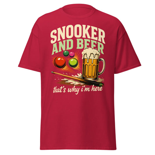 Snooker and Beer T-Shirt - Funny Billiards & Pub Humor Tee - Cardinal - T-Shirts Online