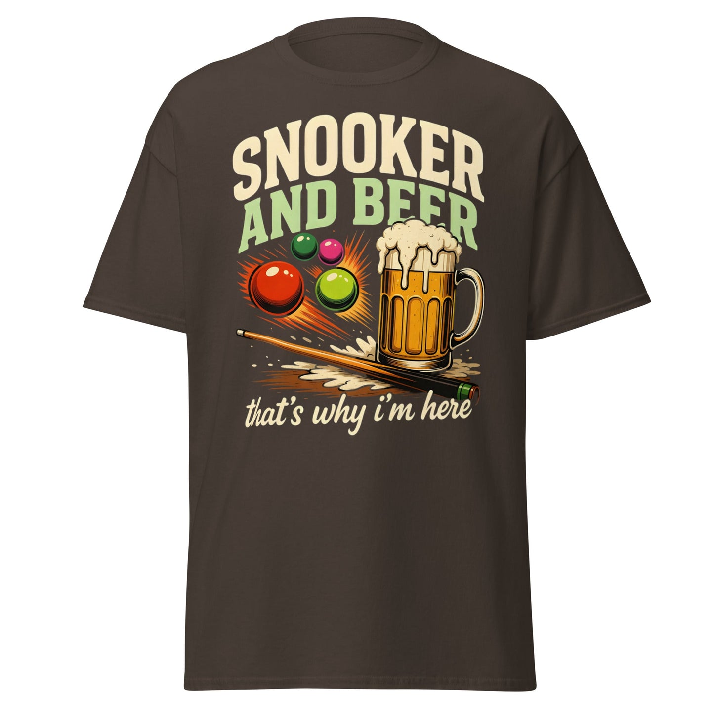 Snooker and Beer T-Shirt - Funny Billiards & Pub Humor Tee - Dark Chocolate - T-Shirts Online