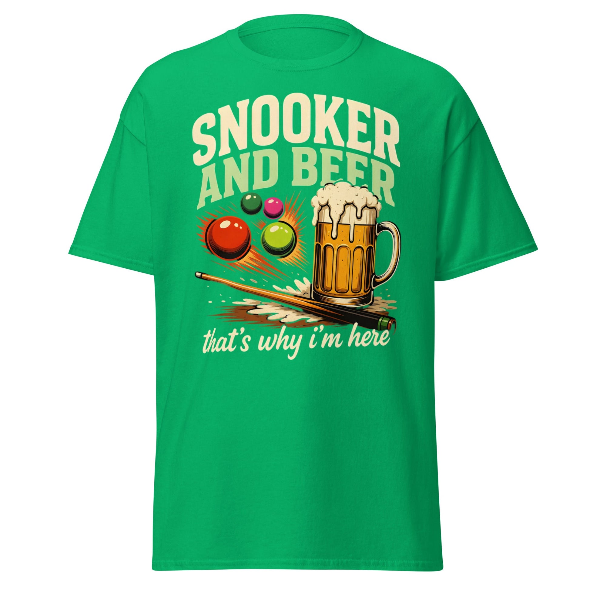 Snooker and Beer T-Shirt - Funny Billiards & Pub Humor Tee - Irish Green - T-Shirts Online