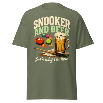 Snooker and Beer T-Shirt - Funny Billiards & Pub Humor Tee - Military Green - T-Shirts Online