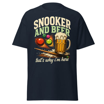 Snooker and Beer T-Shirt - Funny Billiards & Pub Humor Tee - Navy - T-Shirts Online