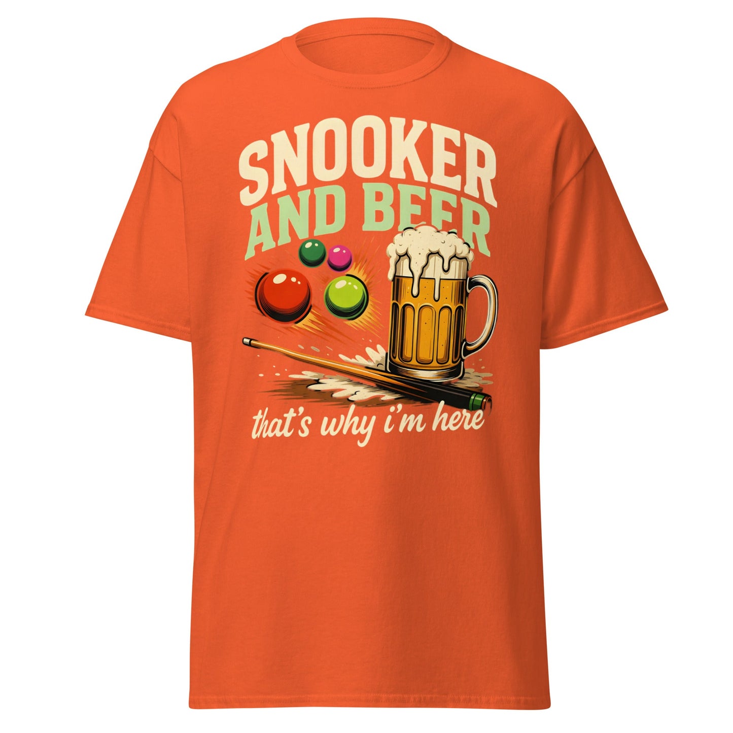 Snooker and Beer T-Shirt - Funny Billiards & Pub Humor Tee - Orange - T-Shirts Online
