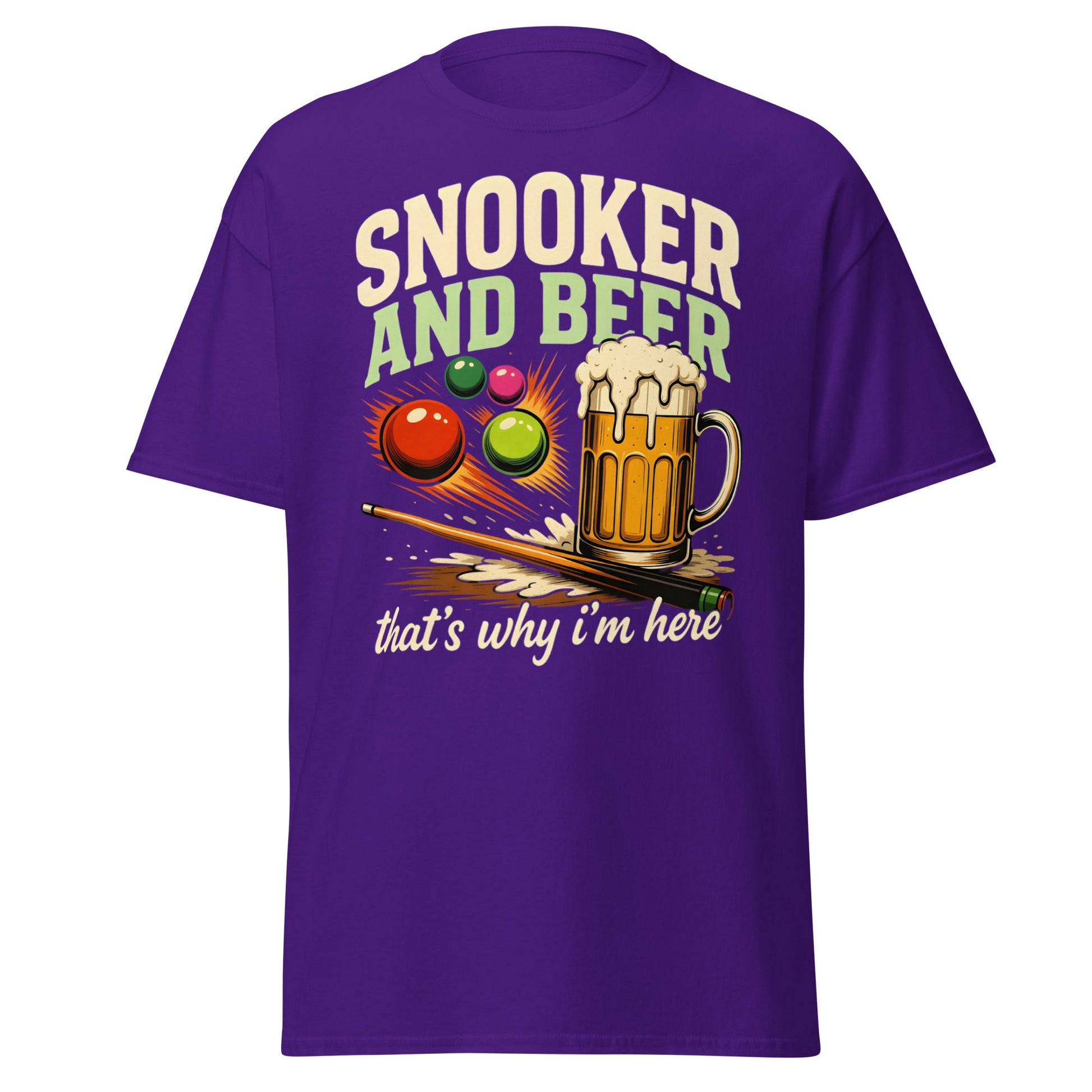 Snooker and Beer T-Shirt - Funny Billiards & Pub Humor Tee - Purple - T-Shirts Online