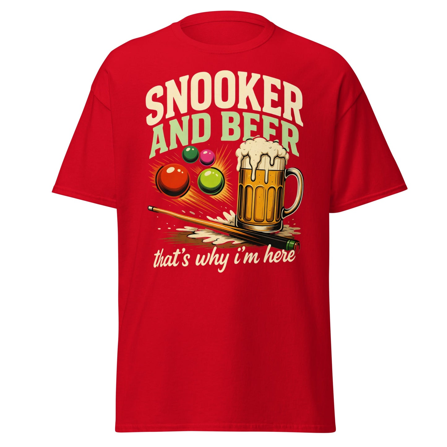 Snooker and Beer T-Shirt - Funny Billiards & Pub Humor Tee - Red - T-Shirts Online