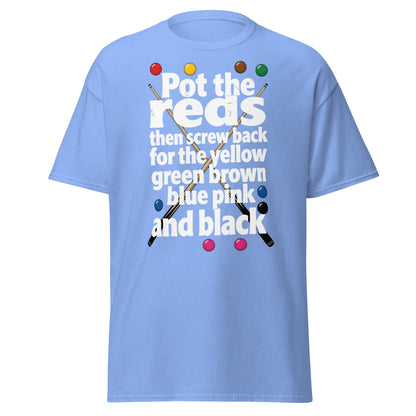 Snooker Loopy Lyrics T-Shirt - Pot the Reds Funny Song Tee - Carolina Blue - T-Shirts Online