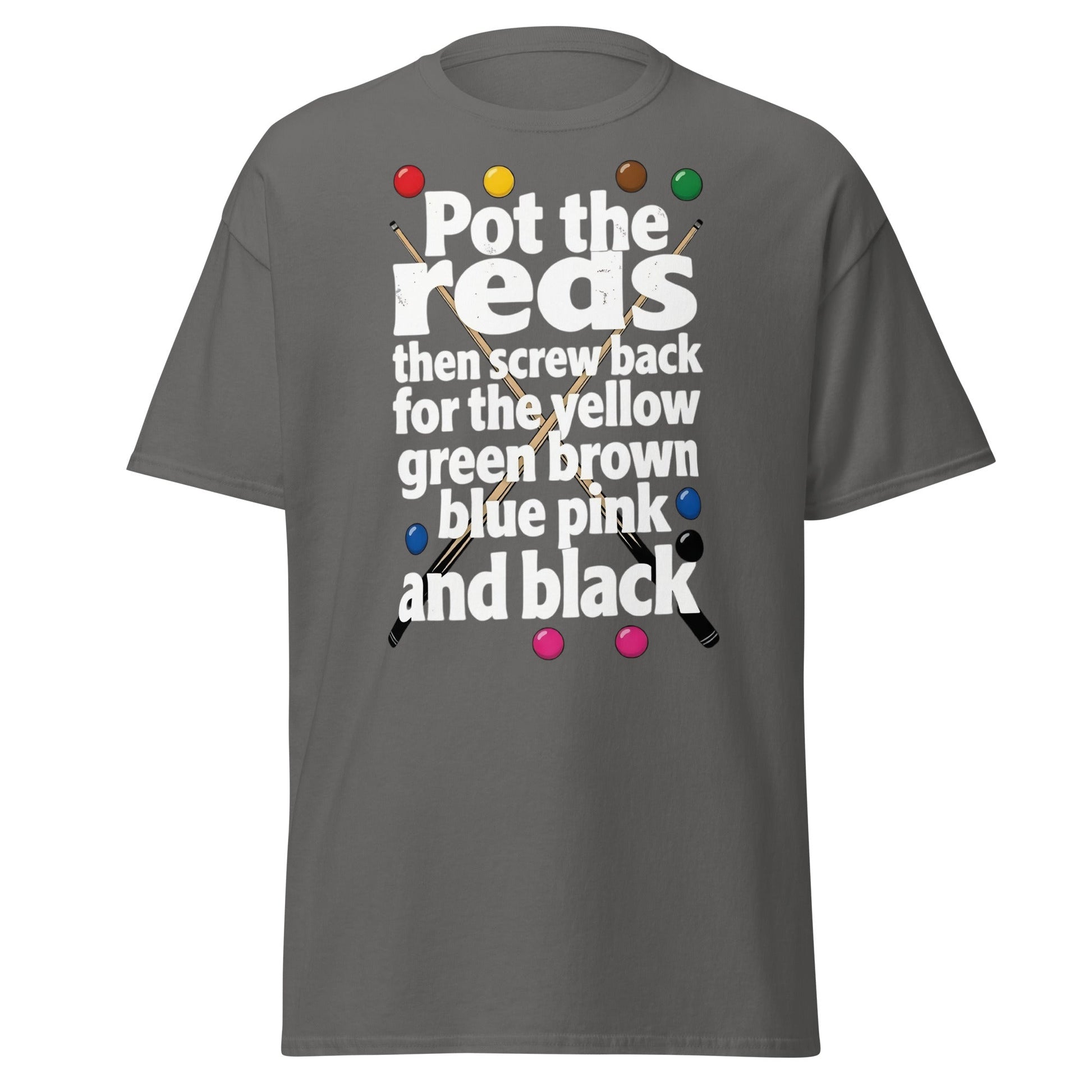 Snooker Loopy Lyrics T-Shirt - Pot the Reds Funny Song Tee - Charcoal - T-Shirts Online
