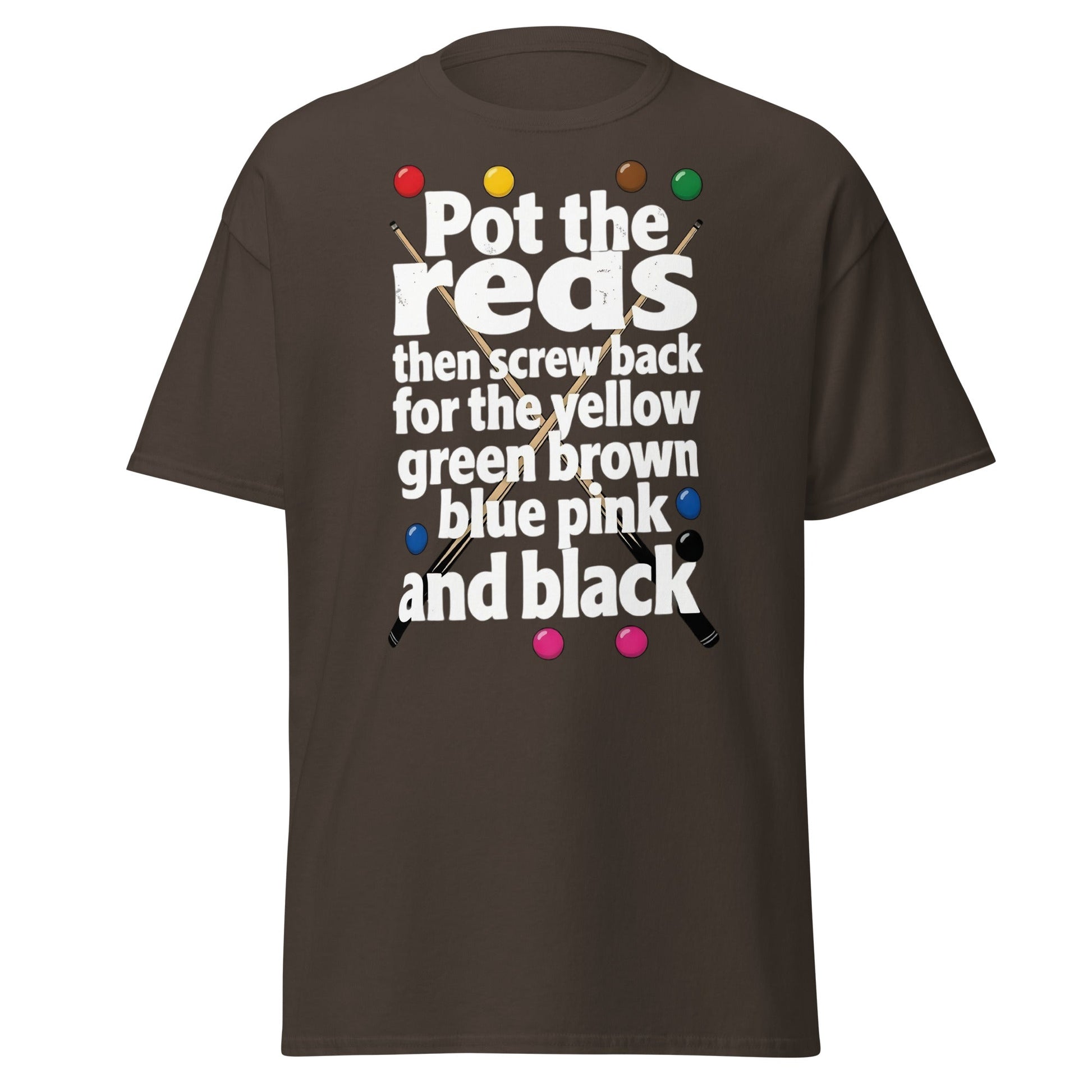Snooker Loopy Lyrics T-Shirt - Pot the Reds Funny Song Tee - Dark Chocolate - T-Shirts Online