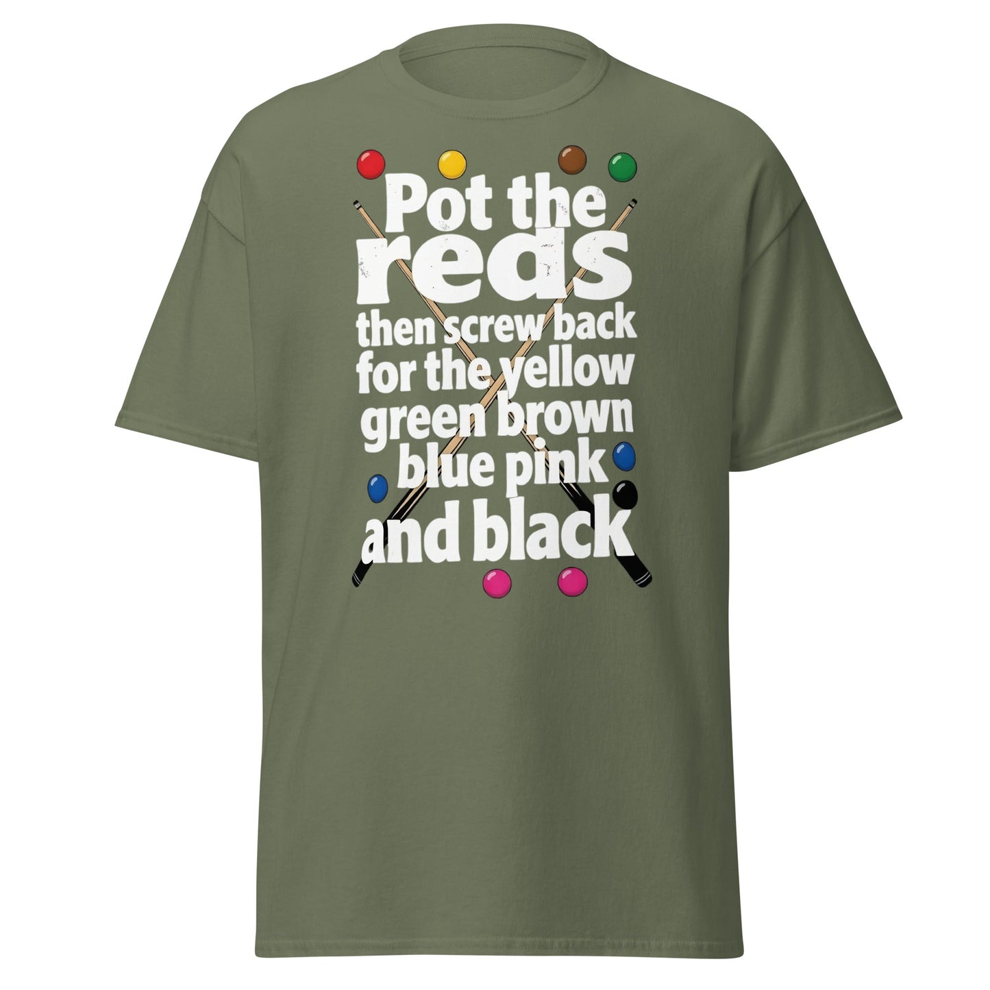 Snooker Loopy Lyrics T-Shirt - Pot the Reds Funny Song Tee - Military Green - T-Shirts Online