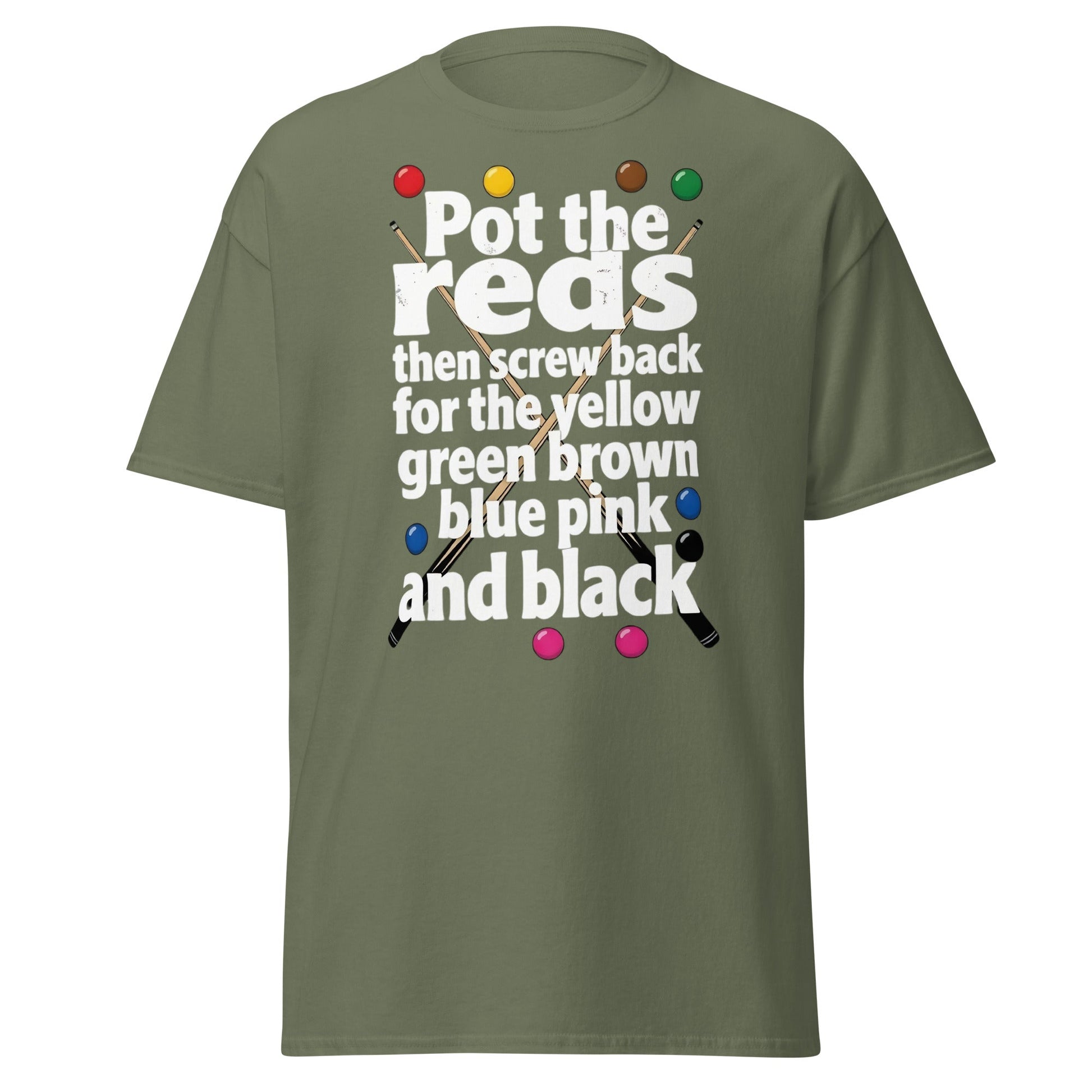 Snooker Loopy Lyrics T-Shirt - Pot the Reds Funny Song Tee - Military Green - T-Shirts Online
