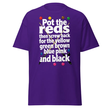Snooker Loopy Lyrics T-Shirt - Pot the Reds Funny Song Tee - Purple - T-Shirts Online