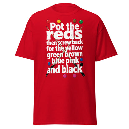Snooker Loopy Lyrics T-Shirt - Pot the Reds Funny Song Tee - Red - T-Shirts Online