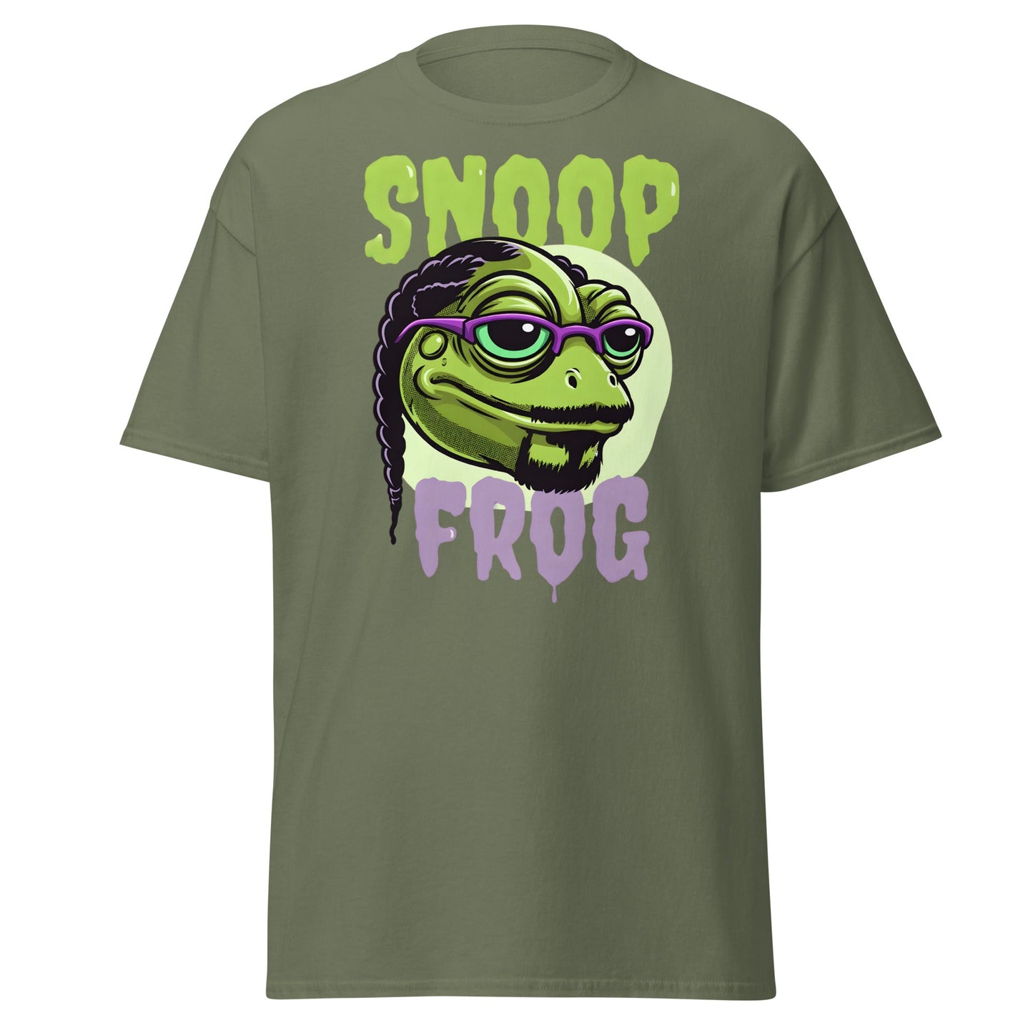 Snoop Frog T-Shirt | Funny Hip Hop Parody Graphic Tee - Military Green - T-Shirts Online