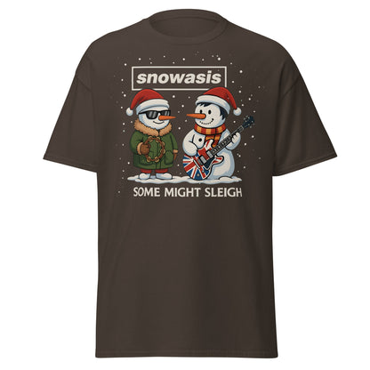 Snowasis Some Might Sleigh T-Shirt | Funny Christmas Oasis - Dark Chocolate - T-Shirts Online
