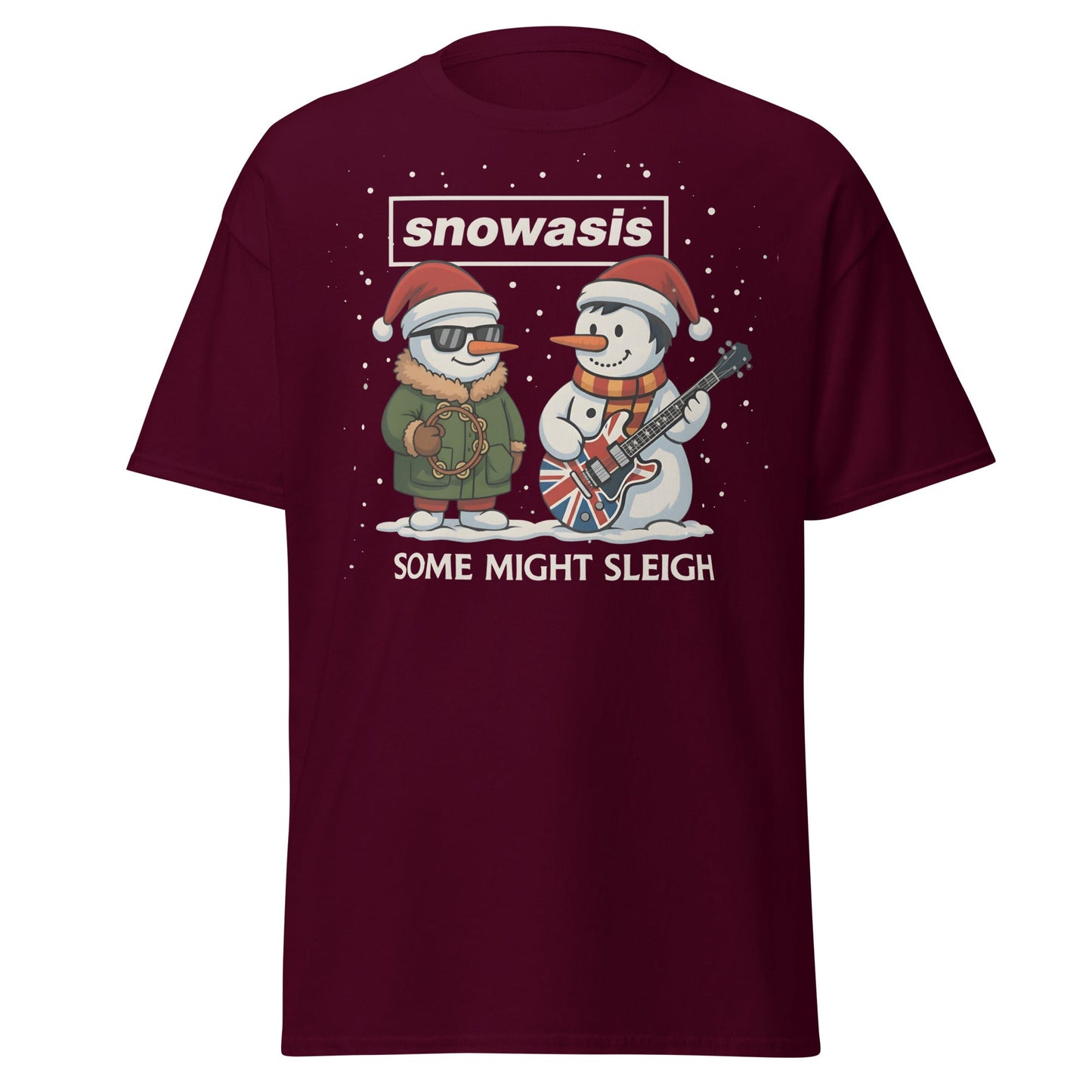 Snowasis Some Might Sleigh T-Shirt | Funny Christmas Oasis - Maroon - T-Shirts Online