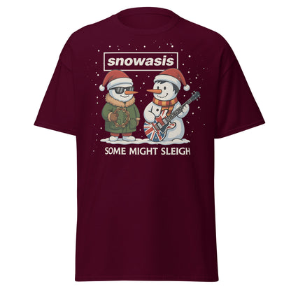 Snowasis Some Might Sleigh T-Shirt | Funny Christmas Oasis - Maroon - T-Shirts Online