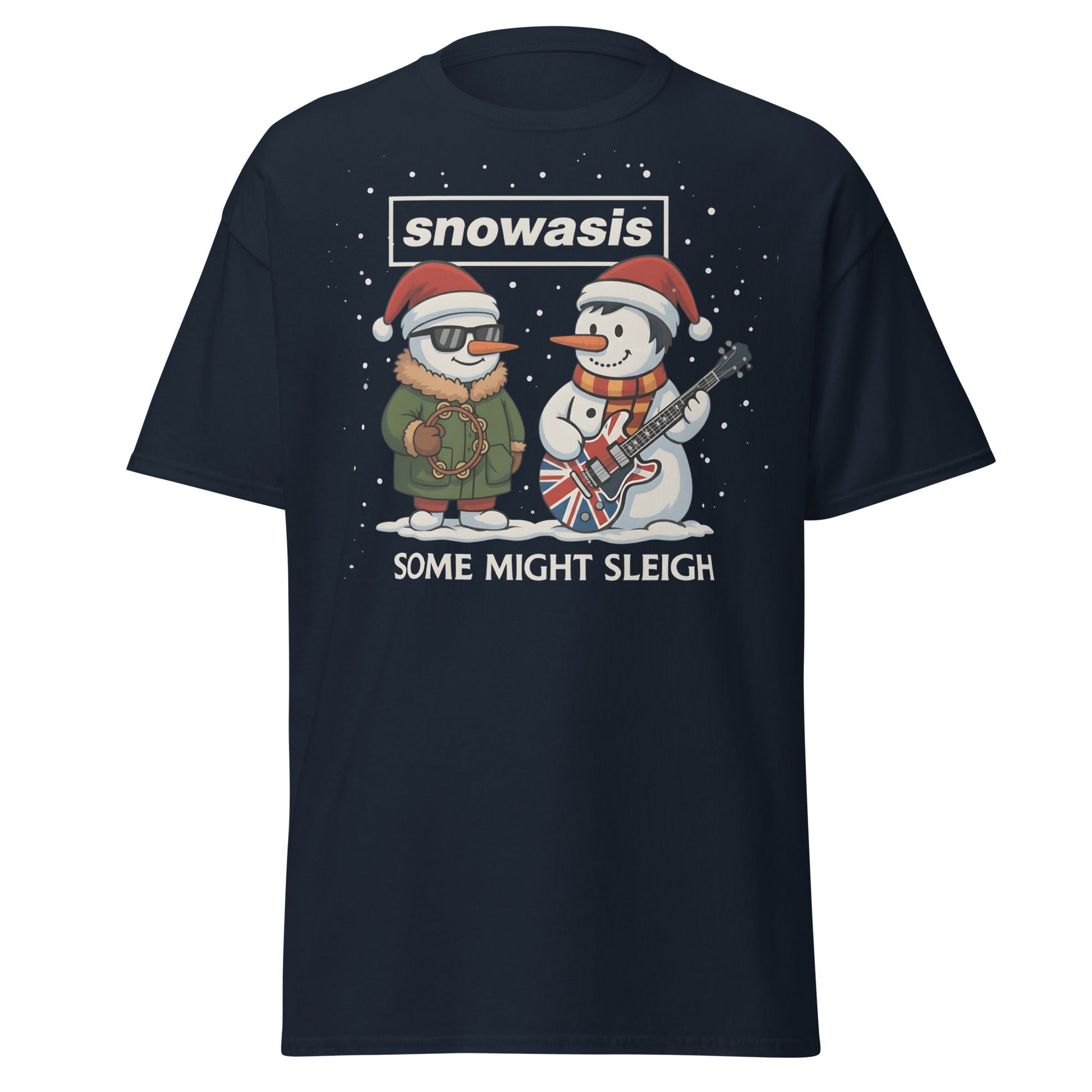 Snowasis Some Might Sleigh T-Shirt | Funny Christmas Oasis - Navy - T-Shirts Online