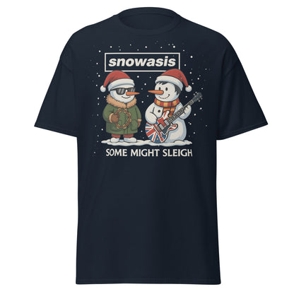 Snowasis Some Might Sleigh T-Shirt | Funny Christmas Oasis - Navy - T-Shirts Online