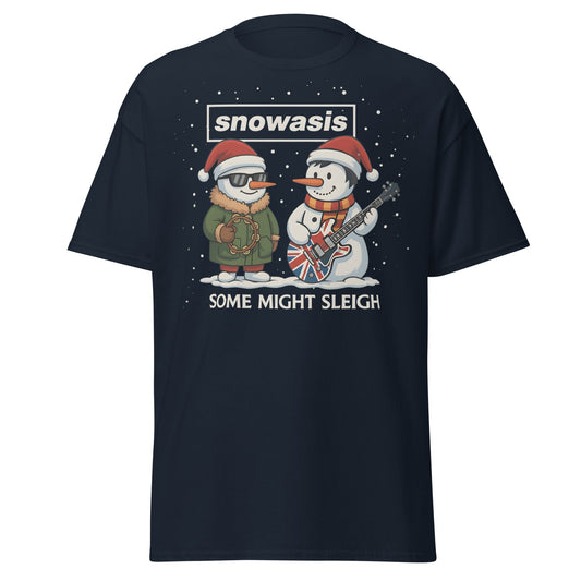 Snowasis Some Might Sleigh T-Shirt | Funny Christmas Oasis - Navy - T-Shirts Online