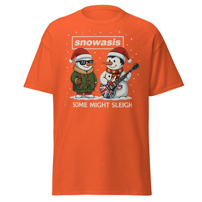 Snowasis Some Might Sleigh T-Shirt | Funny Christmas Oasis - Orange - T-Shirts Online
