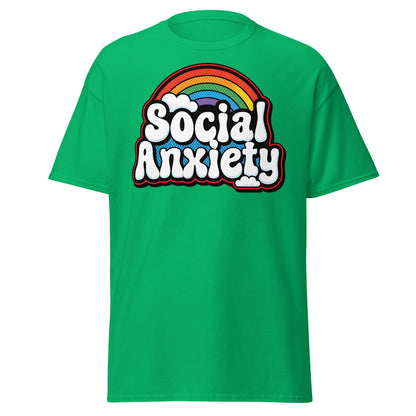 Social Anxiety Rainbow T-Shirt | Retro Mental Health Tee - Irish Green - T-Shirts Online