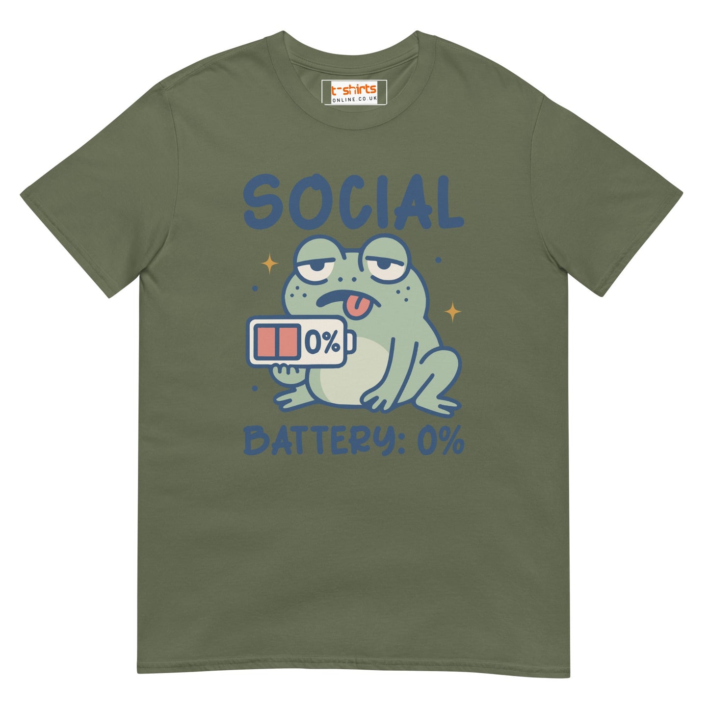 Social Battery T-Shirt - Military Green - T-Shirts Online