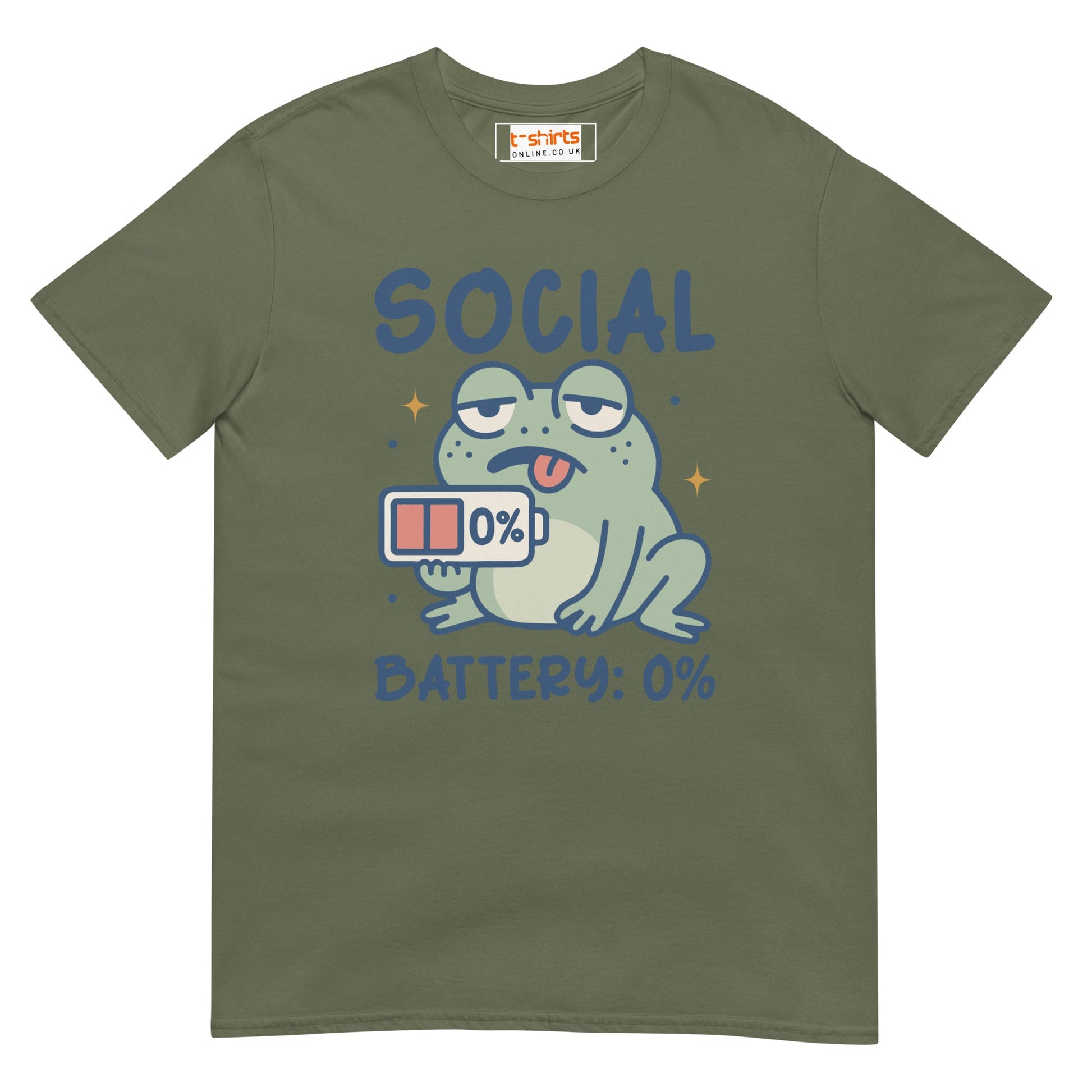Social Battery T-Shirt - Military Green - T-Shirts Online