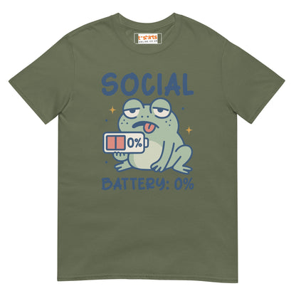 Social Battery T-Shirt - Military Green - T-Shirts Online
