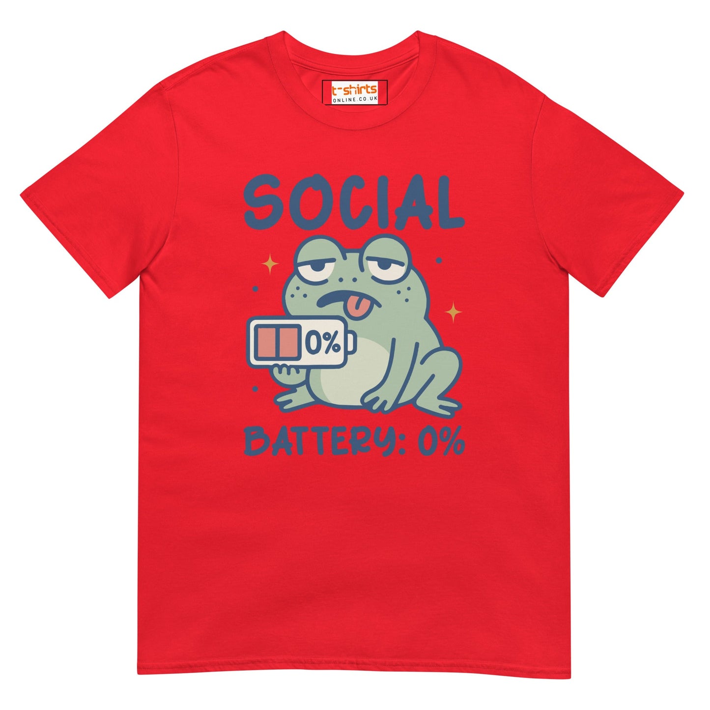 Social Battery T-Shirt - Red - T-Shirts Online