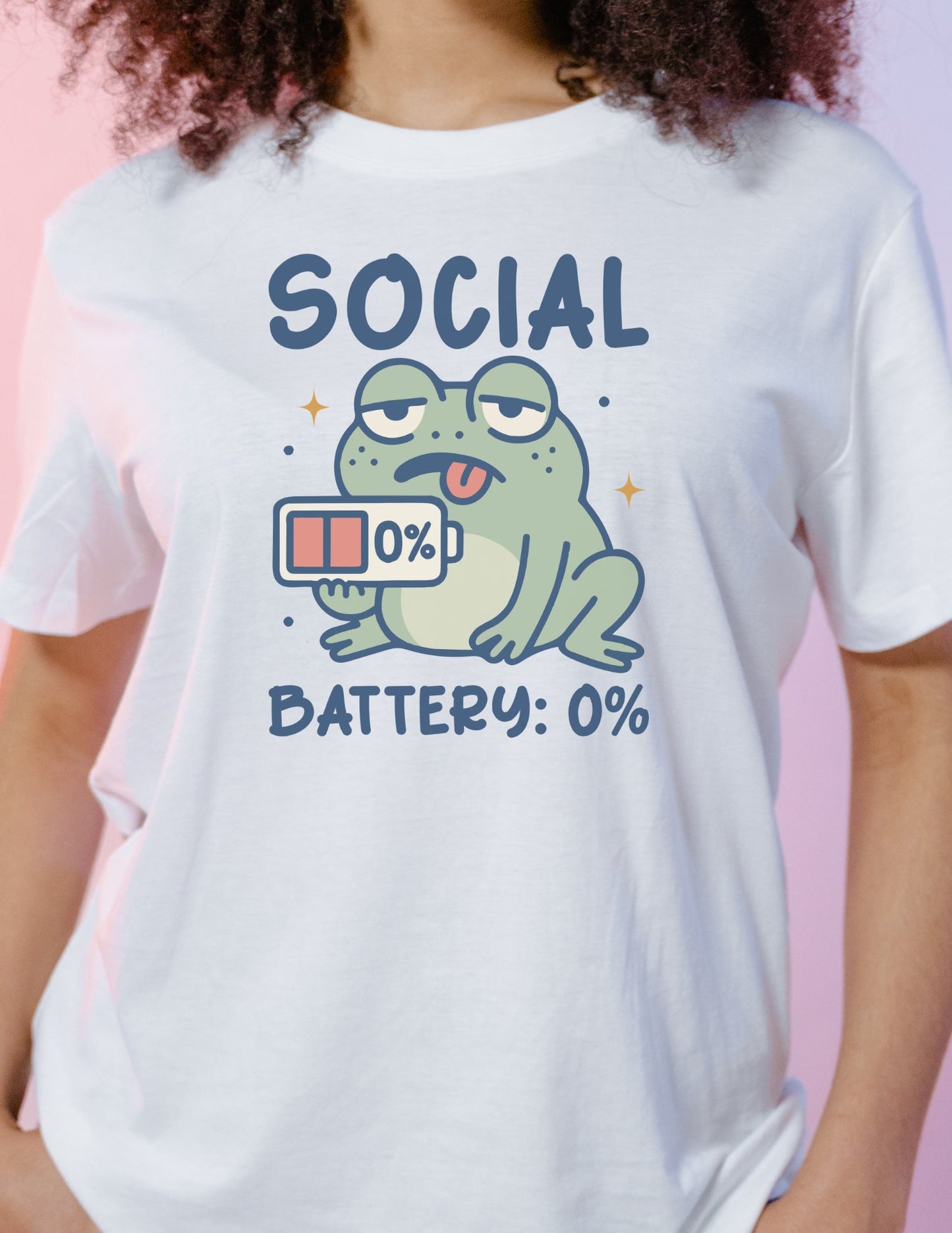Social Battery T-Shirt - White - T-Shirts Online