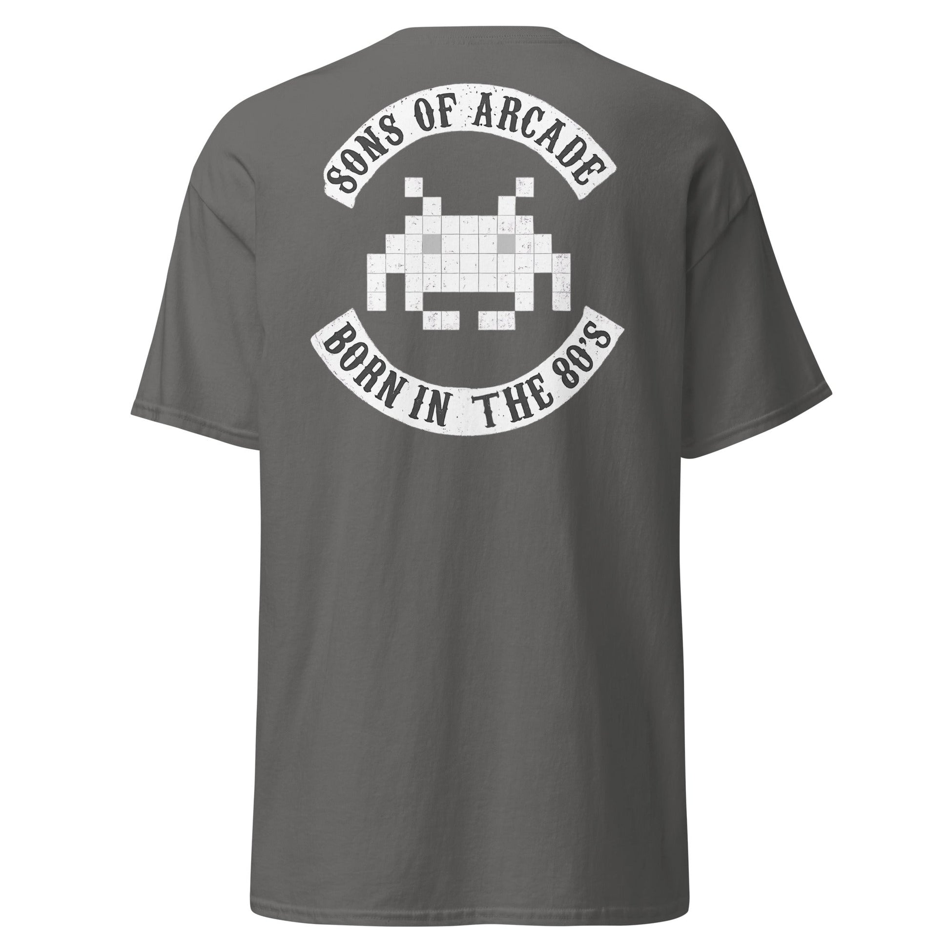 Sons of Arcade T-Shirt – Retro 80s Gamer Tee - Charcoal - T-Shirts Online