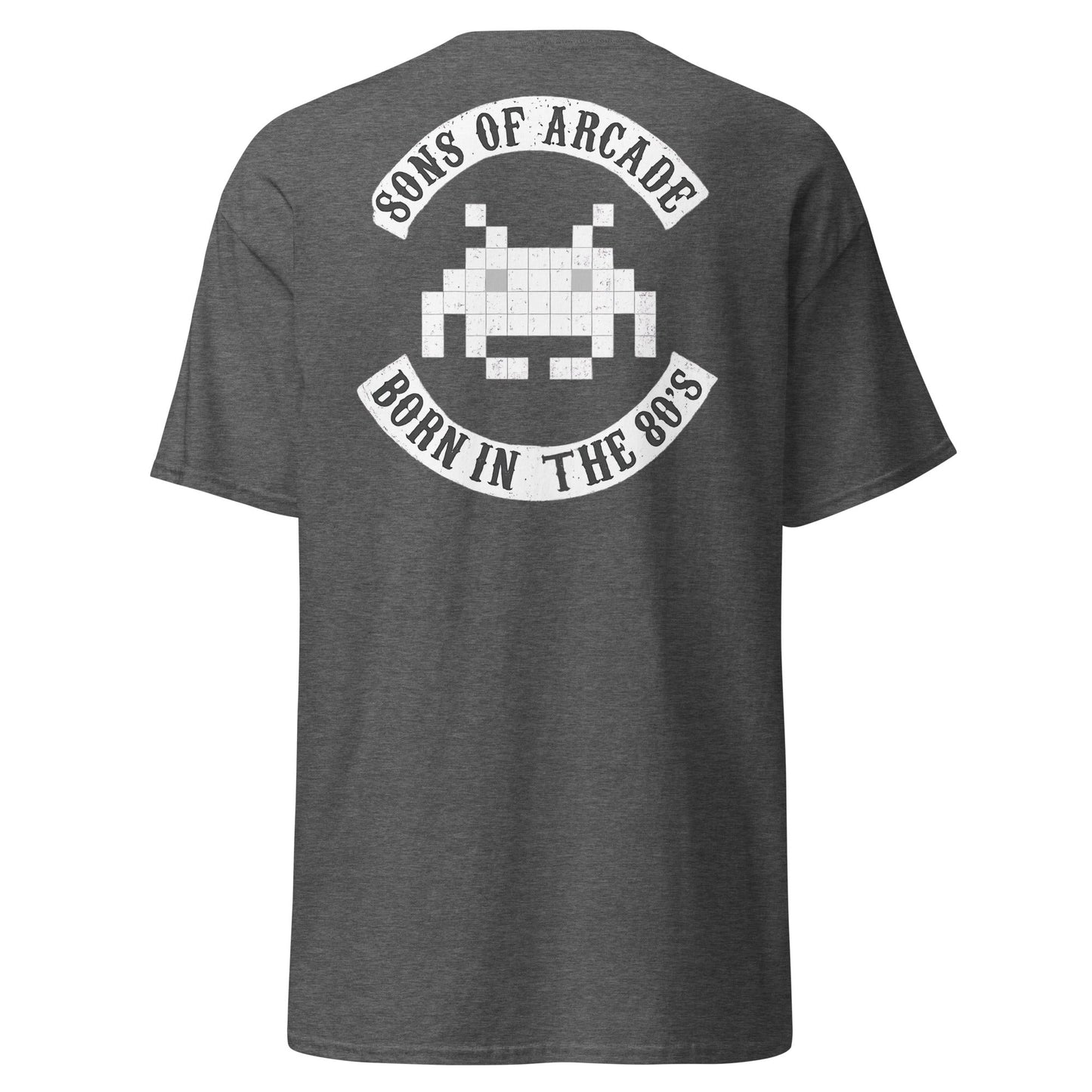 Sons of Arcade T-Shirt – Retro 80s Gamer Tee - Dark Heather - T-Shirts Online
