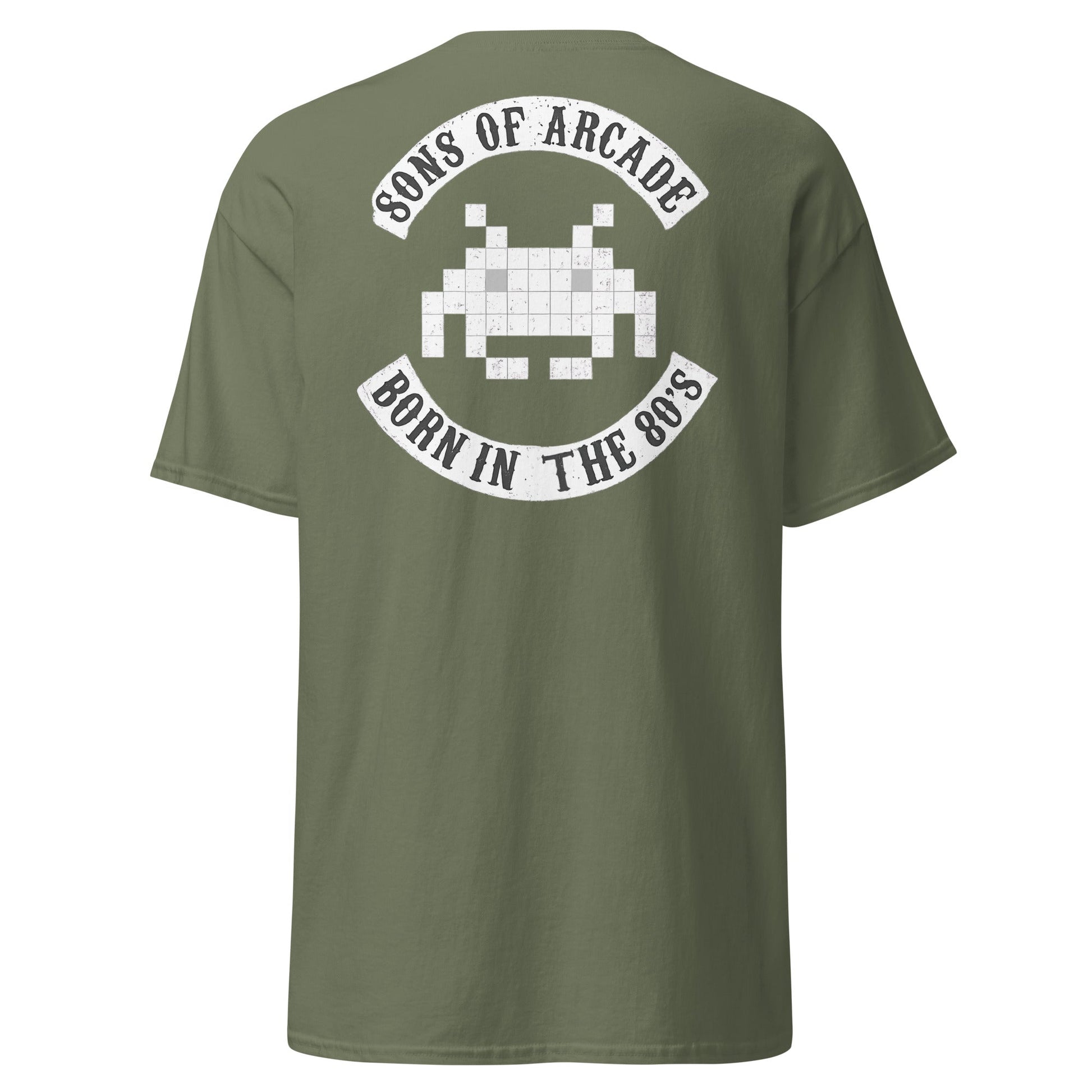 Sons of Arcade T-Shirt – Retro 80s Gamer Tee - Military Green - T-Shirts Online