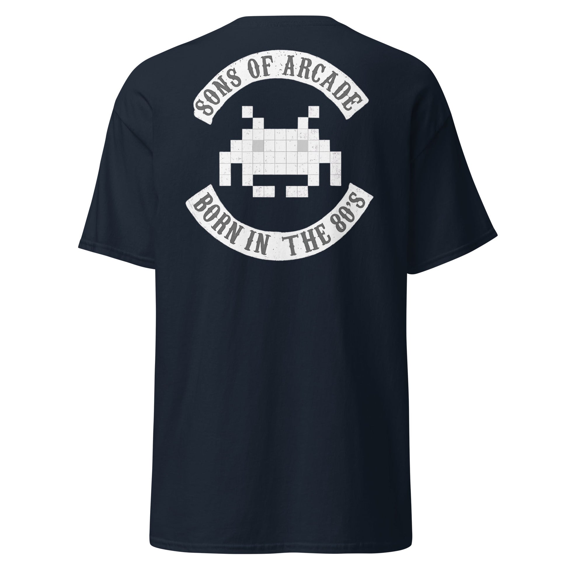 Sons of Arcade T-Shirt – Retro 80s Gamer Tee - Navy - T-Shirts Online