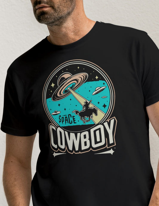 Space Cowboy | Mens Day T-Shirt - Black - T-Shirts Online