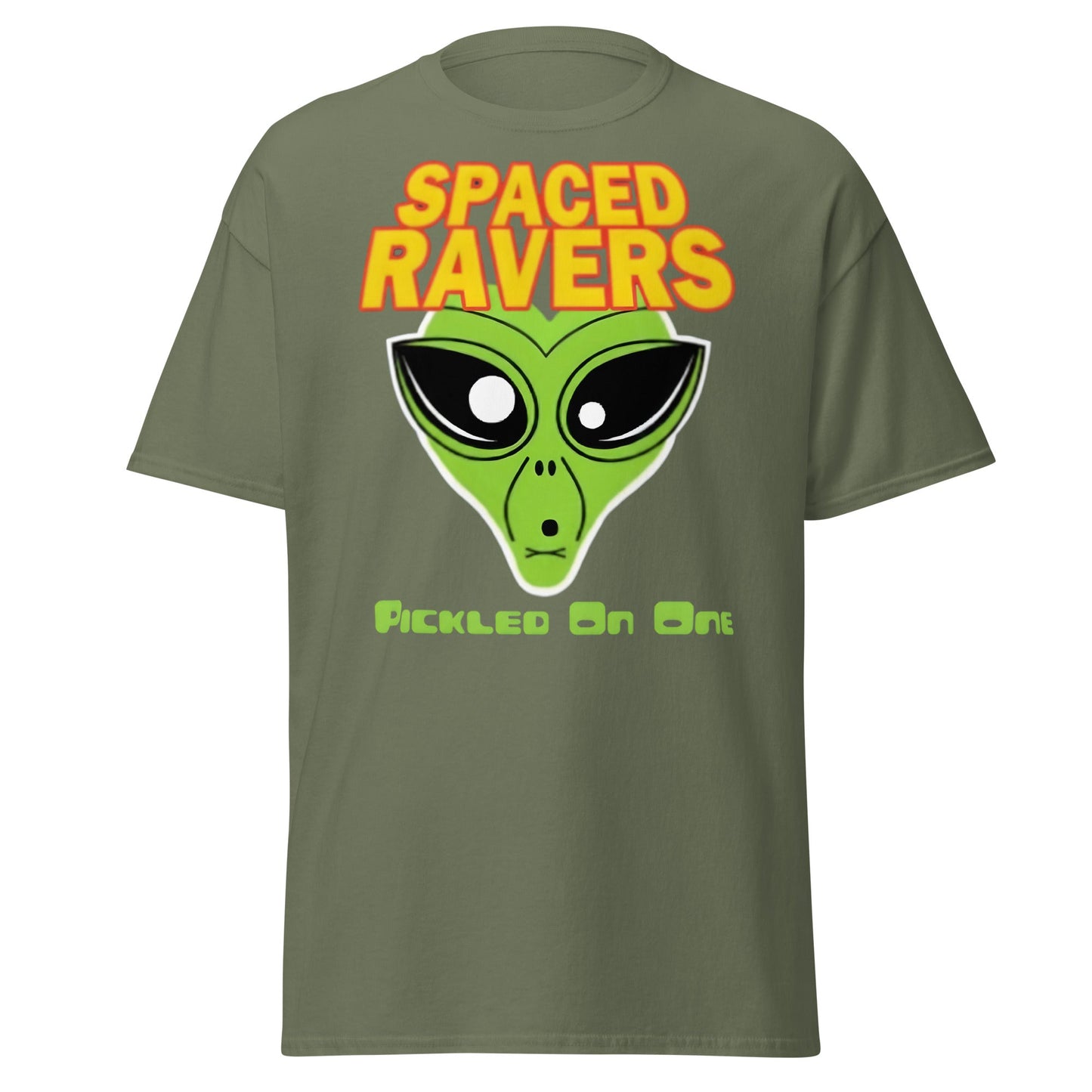 Spaced Ravers Pickled On One T-Shirt | Alien Rave Tee - Military Green - T-Shirts Online