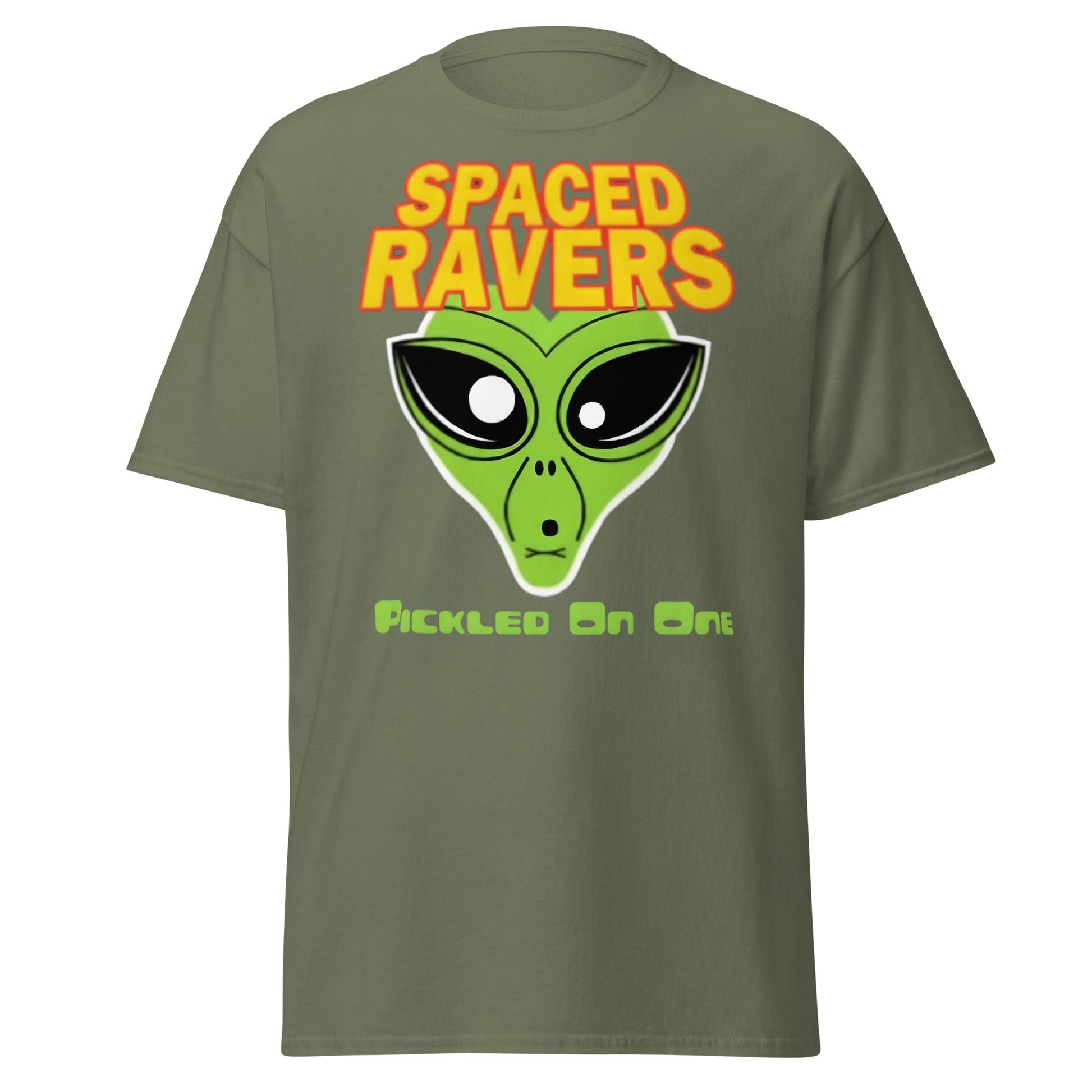 Spaced Ravers Pickled On One T-Shirt | Alien Rave Tee - Military Green - T-Shirts Online