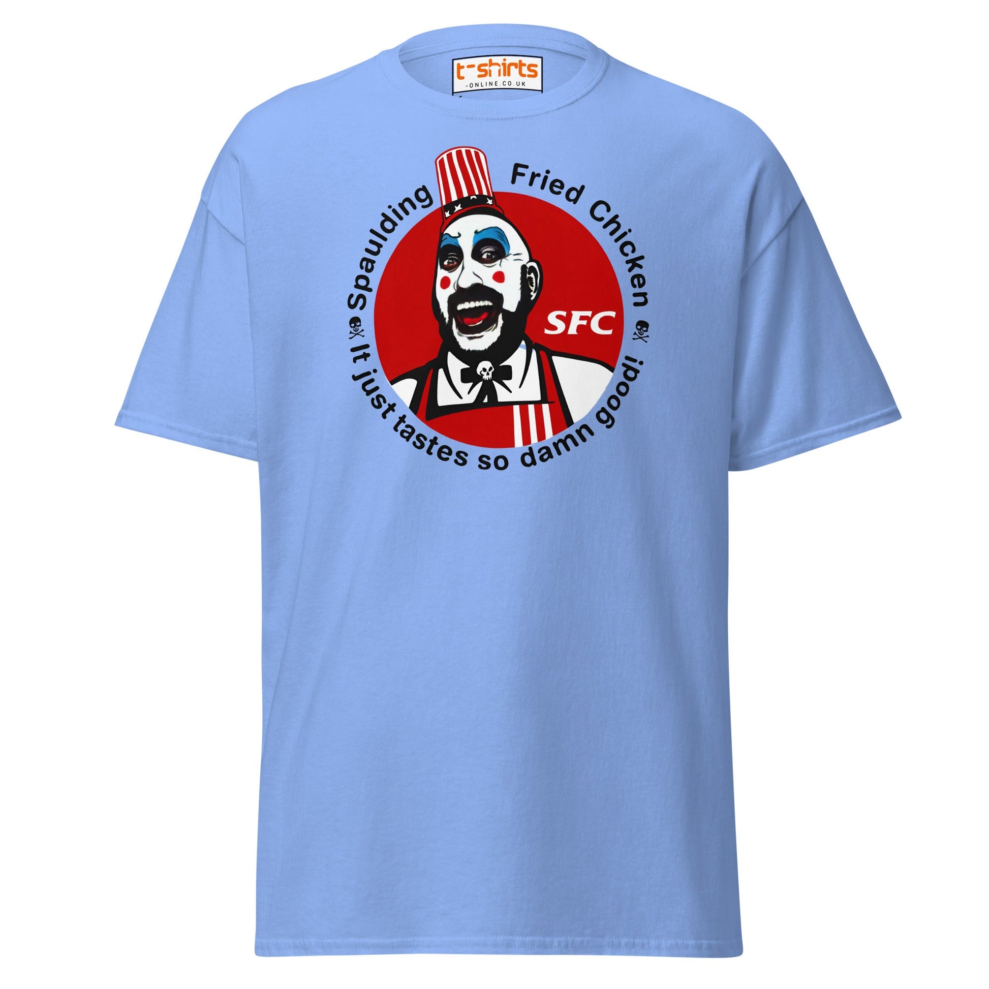 Spaulding Fried Chicken T-Shirt | Funny Horror Parody Tee - Carolina Blue - T-Shirts Online