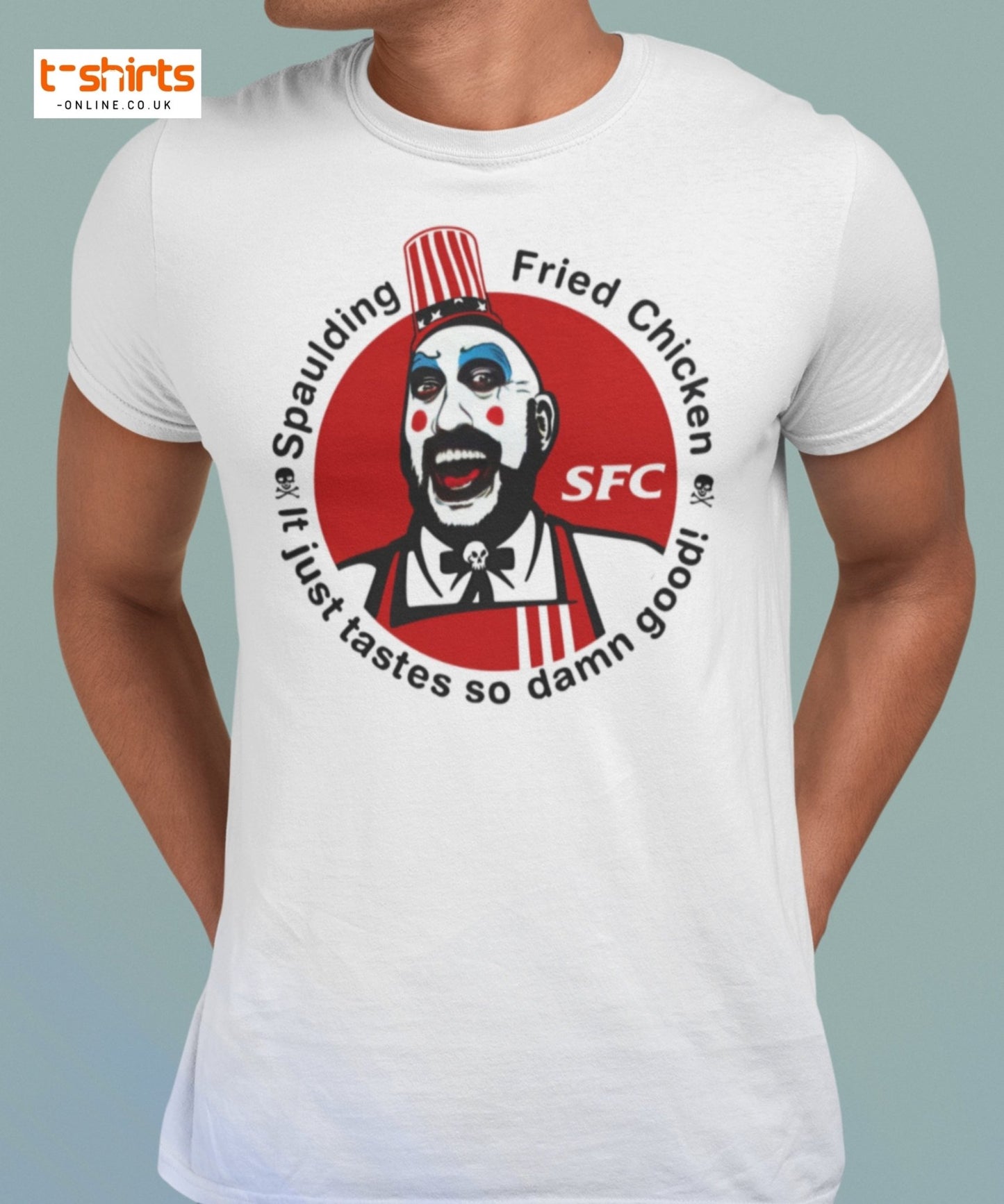 Spaulding Fried Chicken T-Shirt | Funny Horror Parody Tee - Charcoal - T-Shirts Online