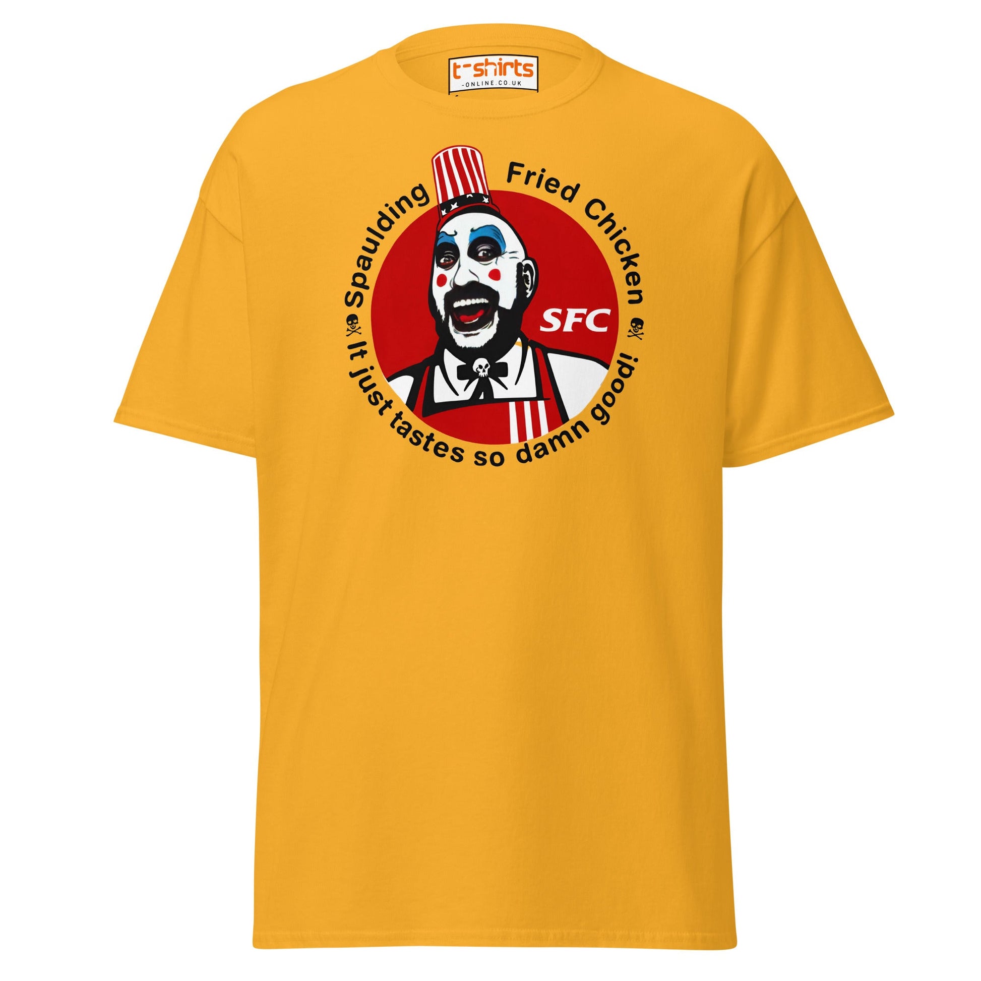 Spaulding Fried Chicken T-Shirt | Funny Horror Parody Tee - Gold - T-Shirts Online