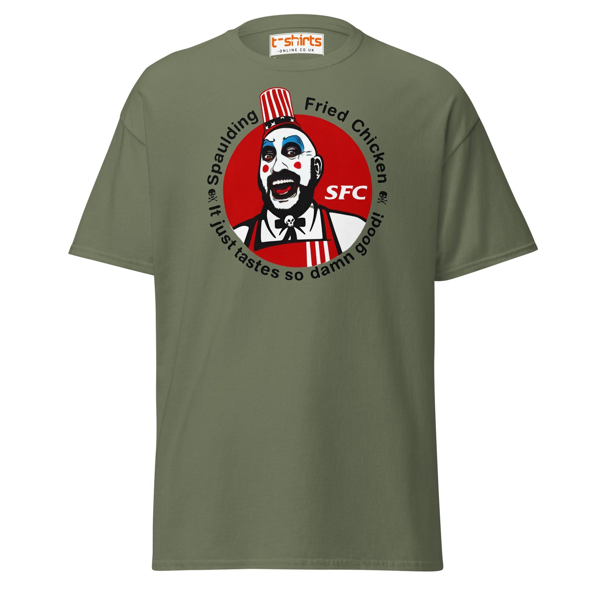 Spaulding Fried Chicken T-Shirt | Funny Horror Parody Tee - Military Green - T-Shirts Online