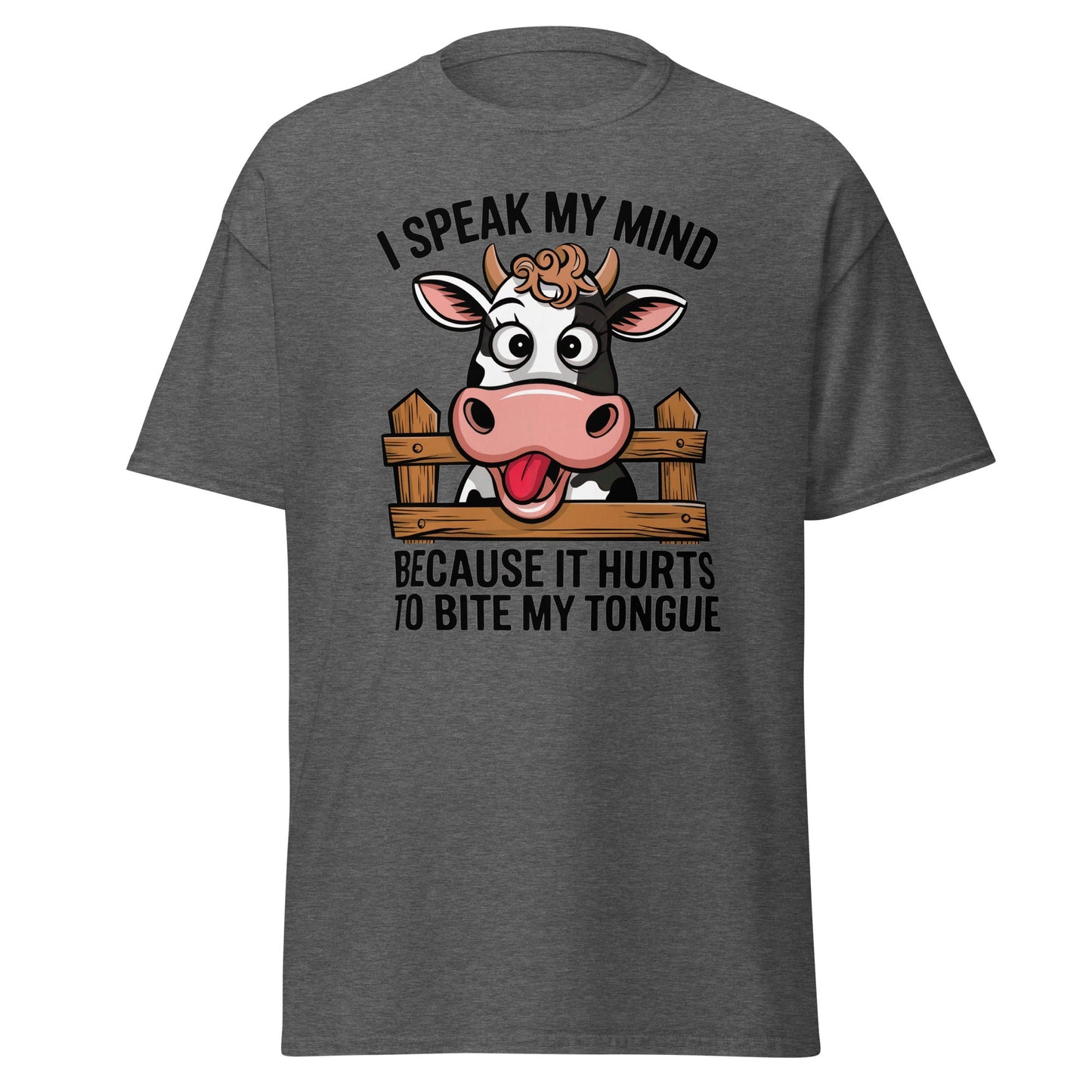 Speak My Mind | Funny Cow T-Shirt - Dark Heather - T-Shirts Online