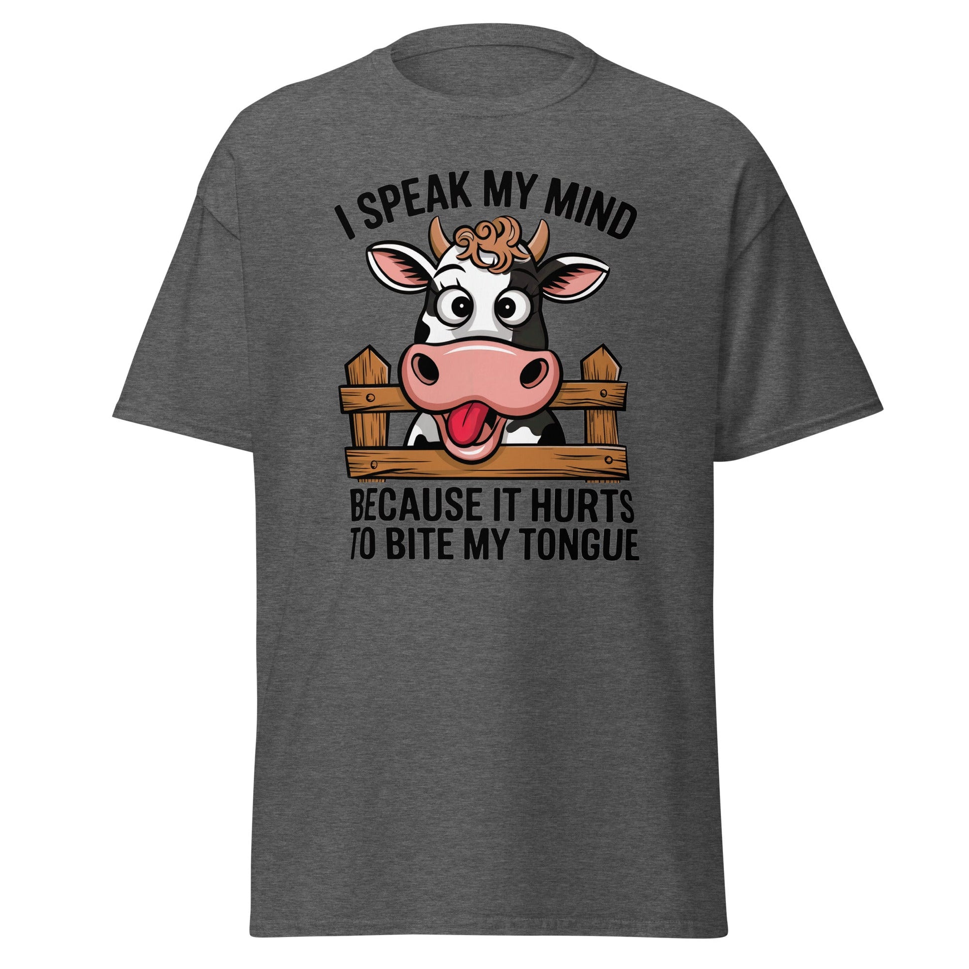 Speak My Mind | Funny Cow T-Shirt - Dark Heather - T-Shirts Online