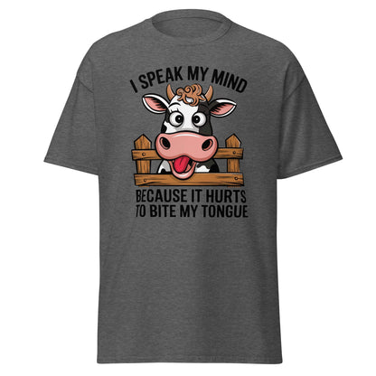 Speak My Mind | Funny Cow T-Shirt - Dark Heather - T-Shirts Online